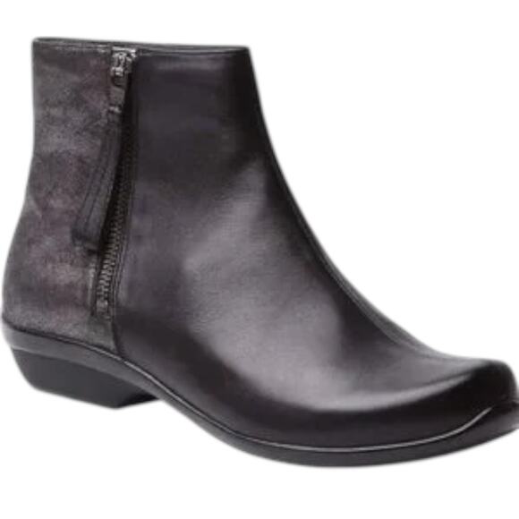 Dansko Women's Otis Black Nappa Leather Zip Up Bootie Low Heel - Size 42 - Picture 1 of 8